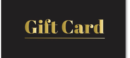 Image with a black background and gold lettering that says Gift Card.